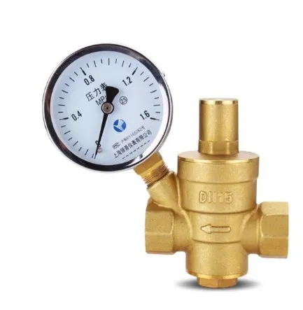 

free shipping 1/2" Brass DN15 water pressure regulator (prv) with Gauge,pressure maintaining valve water pressure reducing val