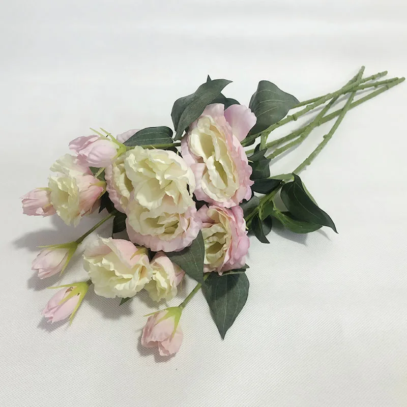 Pink A 5 шт. Европейский искусственный цветок 3 головы поддельные Eustoma филиал Gradiflorus Lisianthus Слик Цветы Свадебный Домашний Декоративный букет - Цвет: Pink A