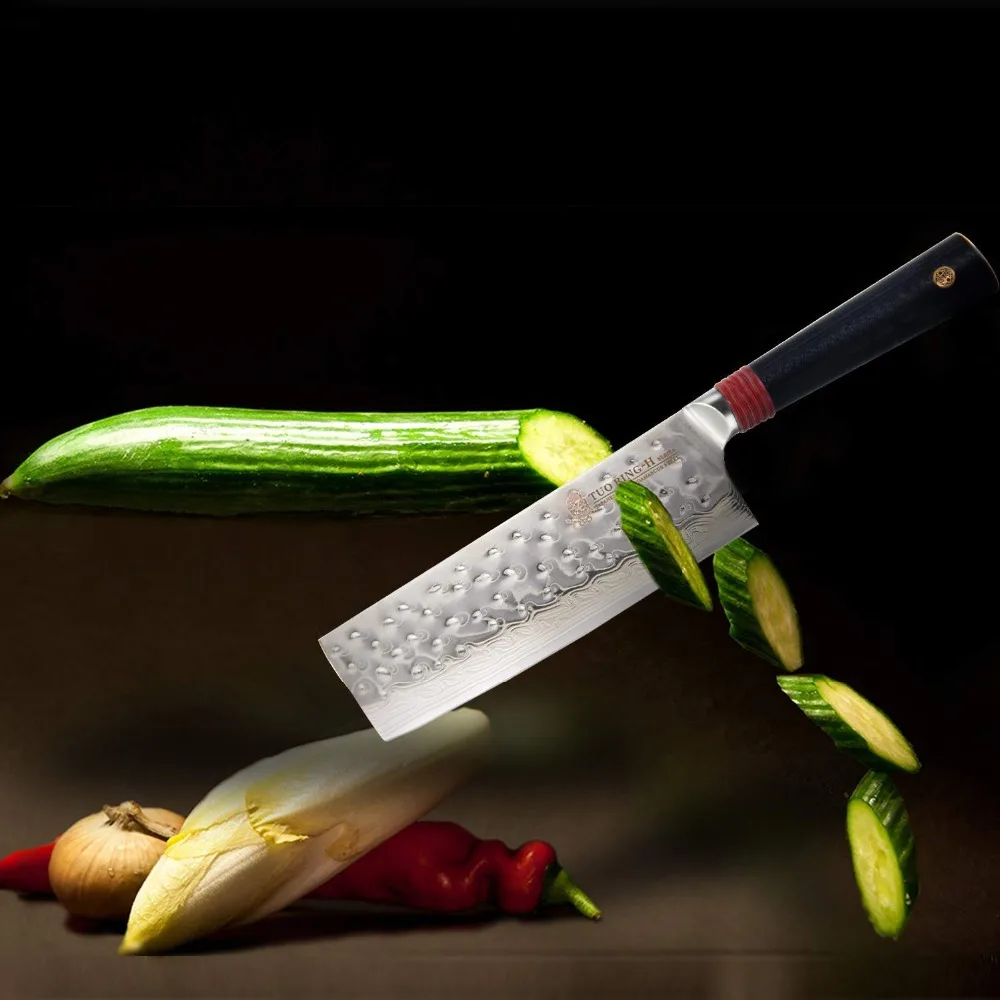 TUO столовые приборы Kiritsuke нож японский AUS 10 Дамаск HC сталь Nakiri кухонный