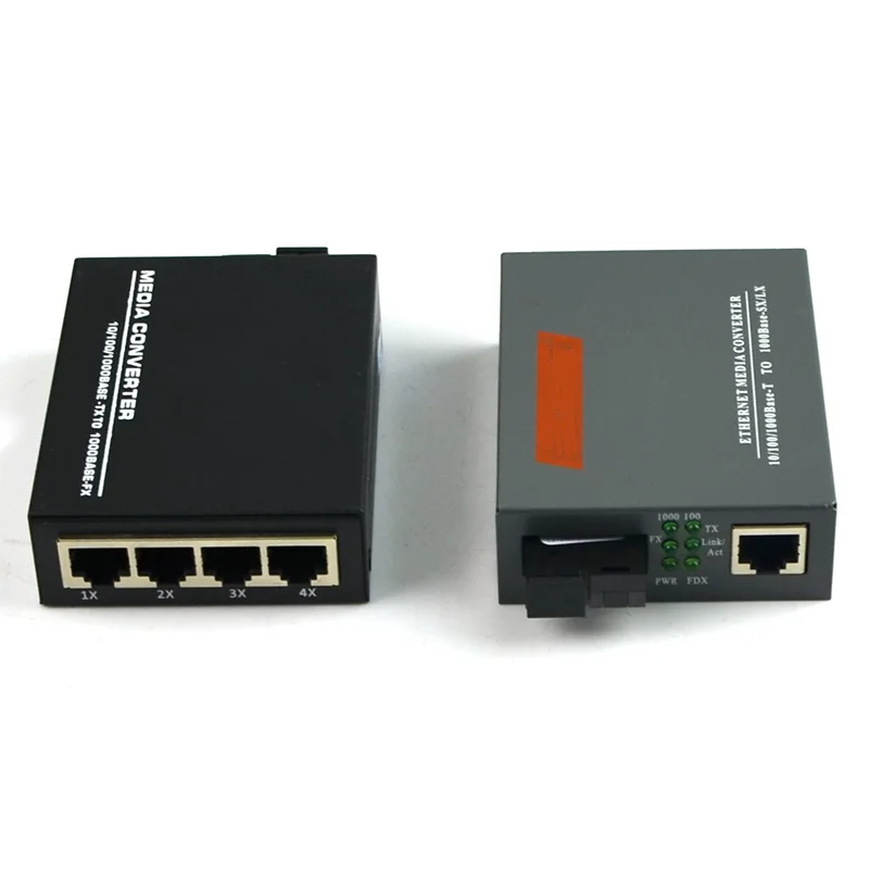 1 пара гигабитных оптоволоконных медиа конвертеров канал * SC 4 канала RJ45