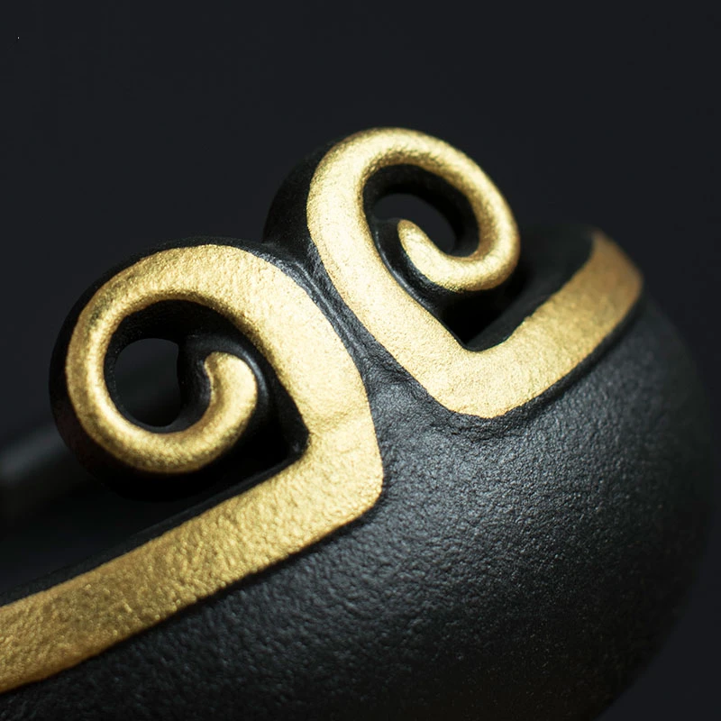 Творческий китайский стиль керамическая пепельница золотой обруч форма