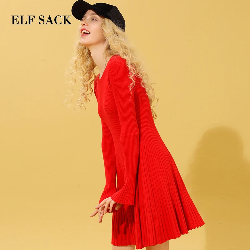 ELFSACK европейский стиль новинка женское платье повседневное прямое однотонное до
