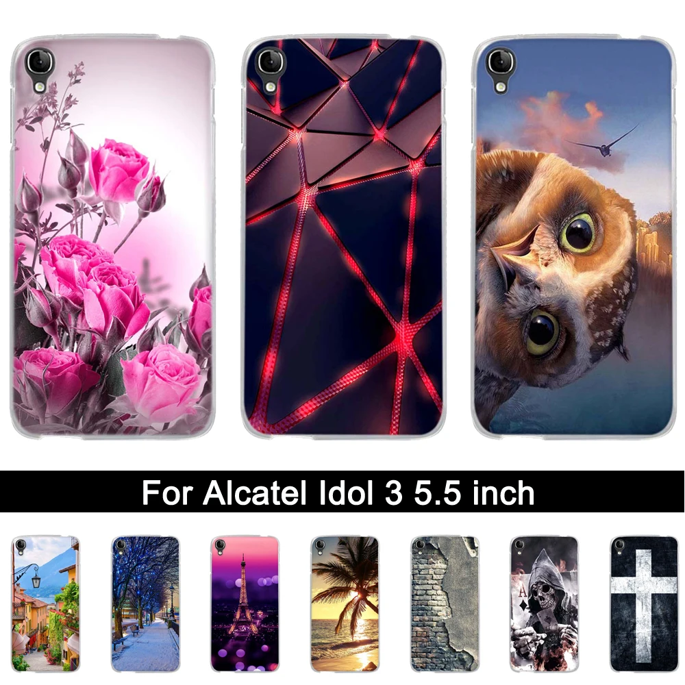 Мягкий силиконовый чехол для Alcatel One Touch Idol 3 5 дюймов с принтом ТПУ задняя крышка 6045