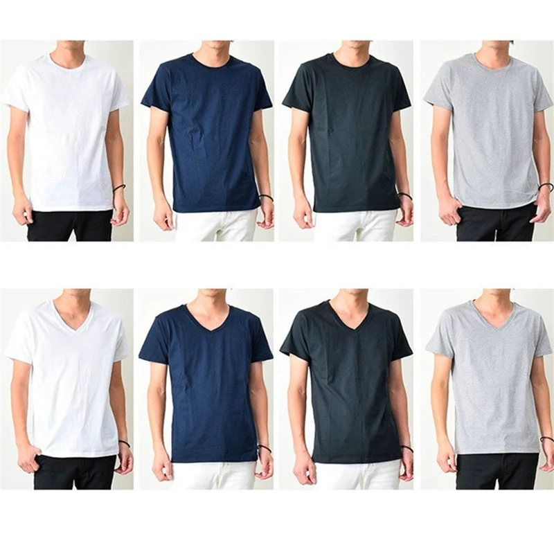 Удивительный Тройники Экипаж шеи Для мужчин 100% хлопок короткий рукав съесть