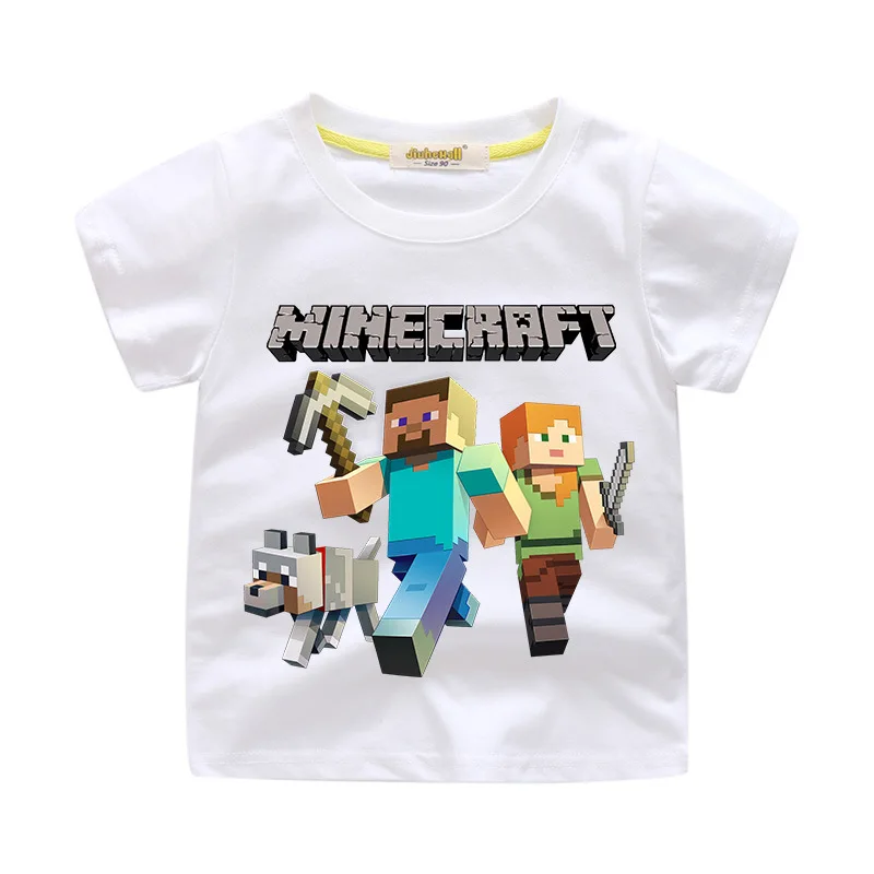 3D print Minecraft T-shirts for BABY Boys Girls Kids tops cotton t-shirt cartoon clothing Short Sleeve Children 2019 Summer Tees | Мать и