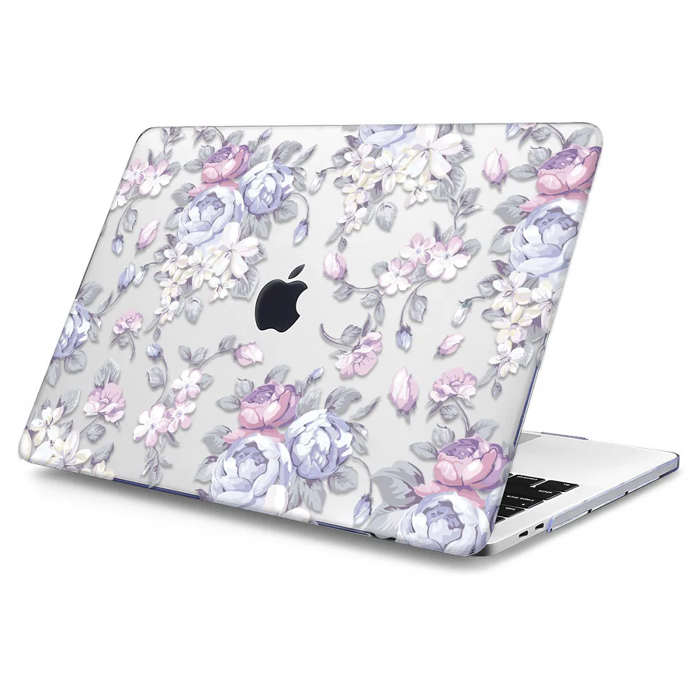 Жесткий Чехол для ноутбука с цветочным принтом для Macbook Pro retina 11 12 13 15 Air Pro 15 16 A2141 A1932 A1989 чехол с кристаллами