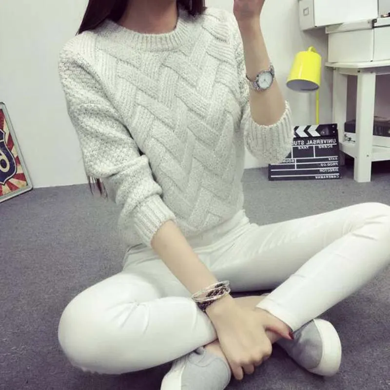 2018 Autumn Knitted Sweaters Women Ladies Female Winter Loose Pullover Warm Long Sleeve Big Size Sweater | Женская одежда