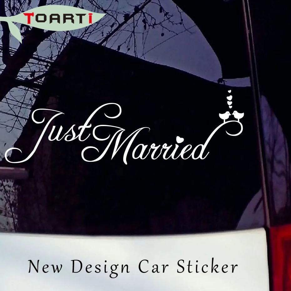 58*18CM Just Married Birds Car Stickers Vinyl Adhesive Removable Window Styling Waterproof Decals | Автомобили и мотоциклы