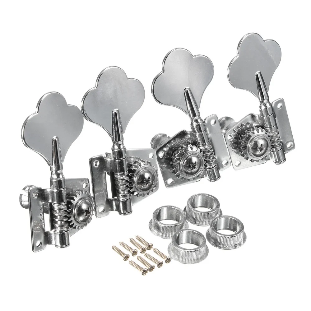 4pcs Chrome Bass Guitar Machine Heads Knobs Tuners Tuning Pegs Parts | Спорт и развлечения