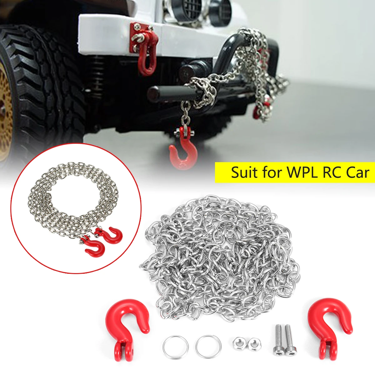 Запчасти для WPL запчасти грузовиков с металлическим трейлером крюком и цепочкой