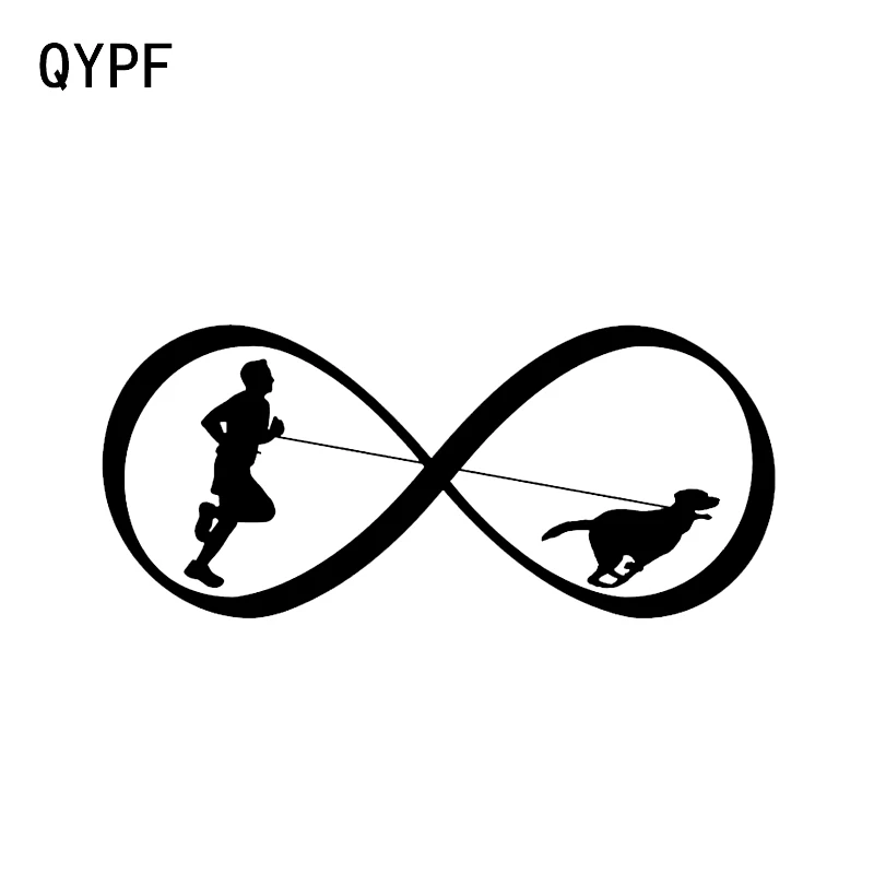 

QYPF 15,9*7 см виниловые Стикеры для бега, парня и собаки