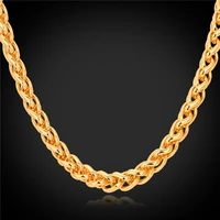 chain necklace for men jewelry 2016 new blackrose gold gold color 6mm 46cm55cm66cm wheat chains n751