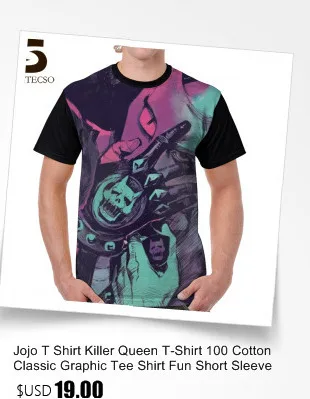 Jojo футболка Killer queen футболка 100 полиэстер Классический Графический Футболка Забавный короткий рукав плюс размер принт Мужская футболка