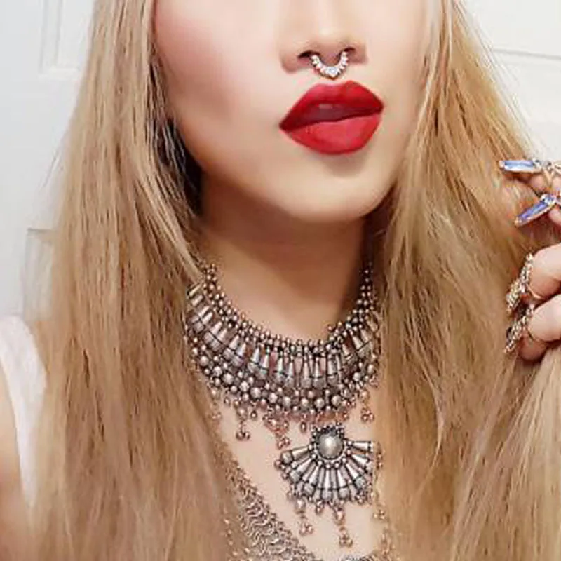 1 шт. кольцо в стиле панк готика с кристаллами для женщин зажим носа обруч