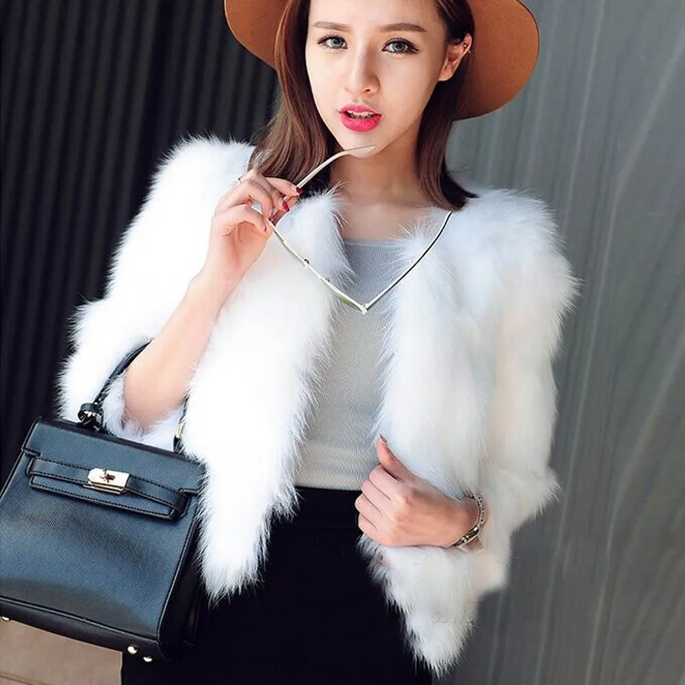 Faux Fur Coat Winter Women New Fashion Casual Warm Slim Sleeveless Faux Fox Fur Vest Winter Fluffy Winter Waistcoat Outerwear