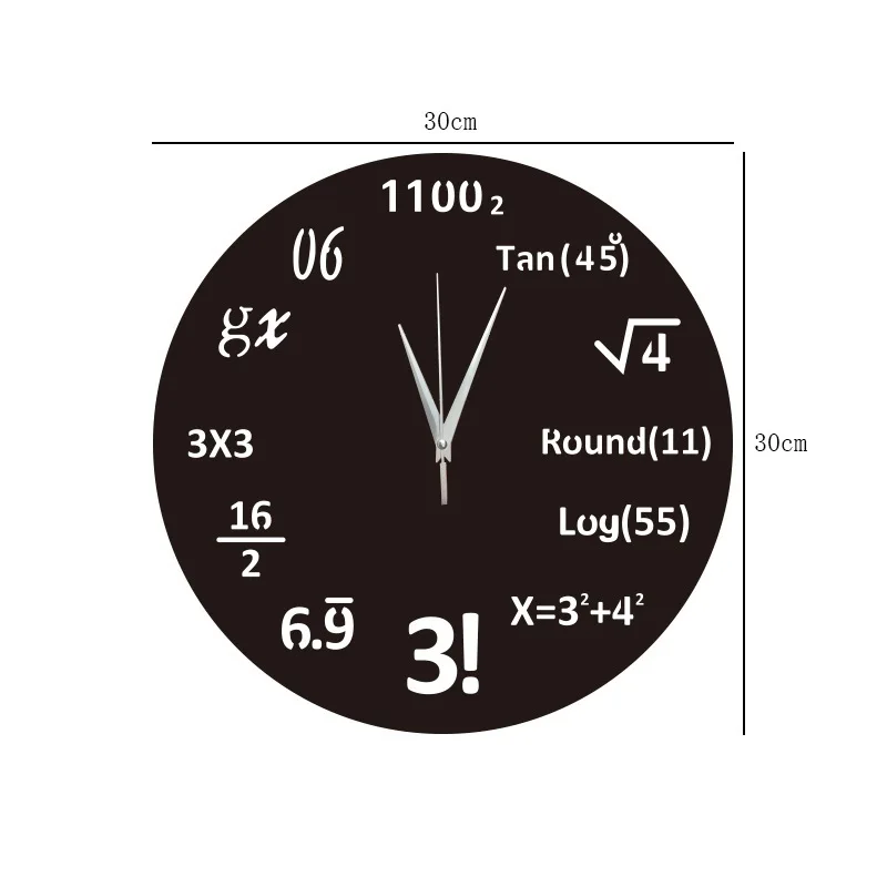 Акриловые настенные часы с математическим уравнением зеркальные