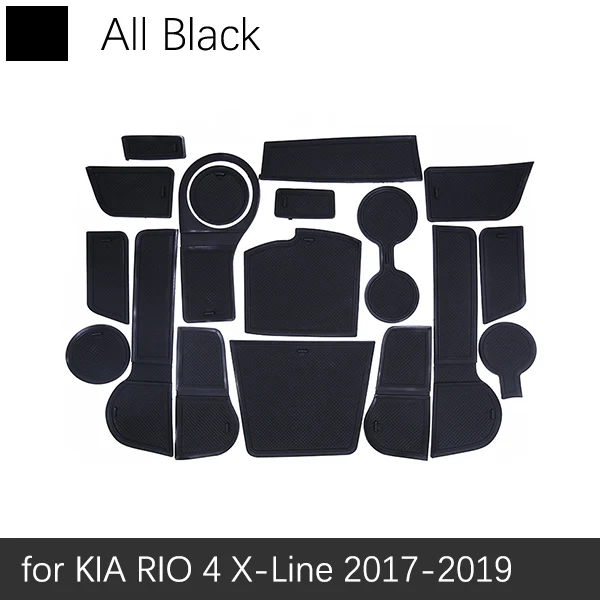 Black Противоскользящий коврик для ворот, резиновые накладки, коврик для Kia Rio 4 X-Line RIO 18 шт., аксессуары для RIO4, наклейки для автомобиля - Название цвета: Black