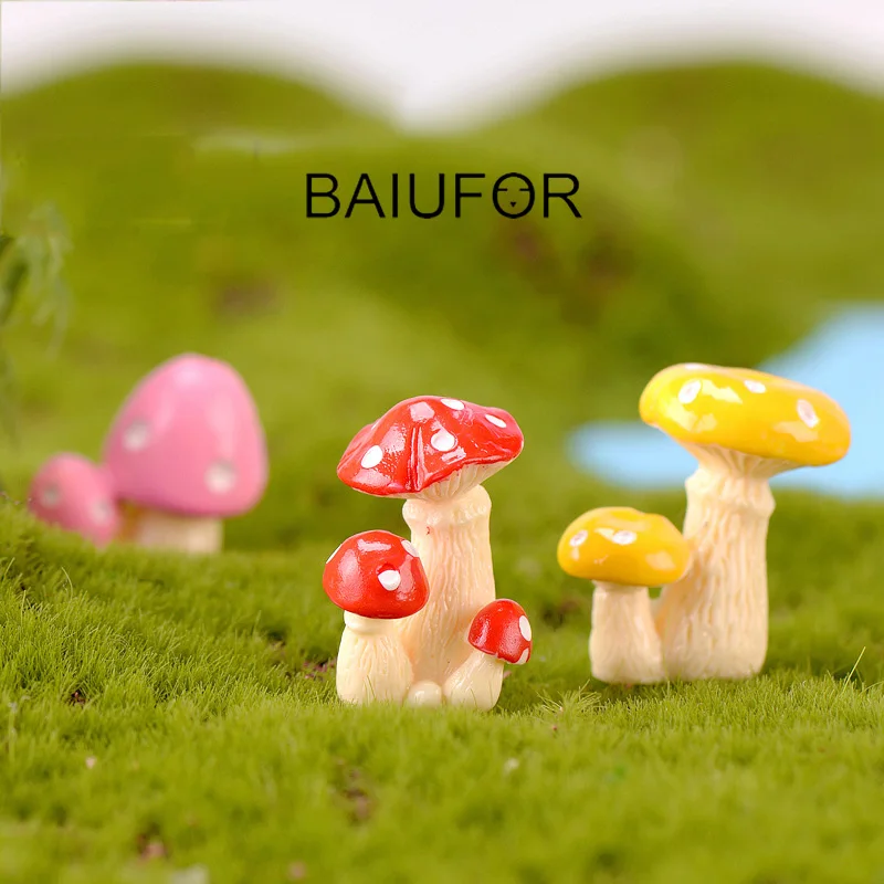 BAIUFOR полимерные миниатюры Мультяшные искусственные грибы Фея садовый декор