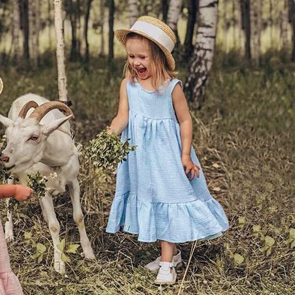 ARLONEET 2019 New summer babys Dress Toddler Infant Baby Girls Solid Sleeveless Vest Princess Belt Outfits Set Z0207 | Мать и ребенок