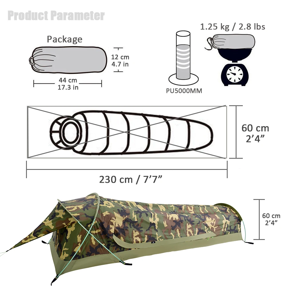 GeerTop BivyII Bivvy Палатка Сверхлегкий на одного человека 3 сезона палатки для кемпинга
