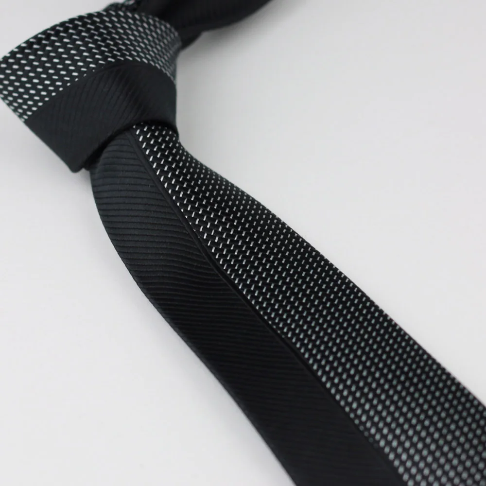 Мужской стиль новый дизайн черная половинчатая строчка галстук в полоску