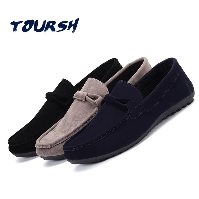 TOURSH Men Casual Loafers 2018 Fashion Shoes Suede Leather Sneakers Driving Moccasins Gommino Slip On Flats Tenis Masculino | Обувь