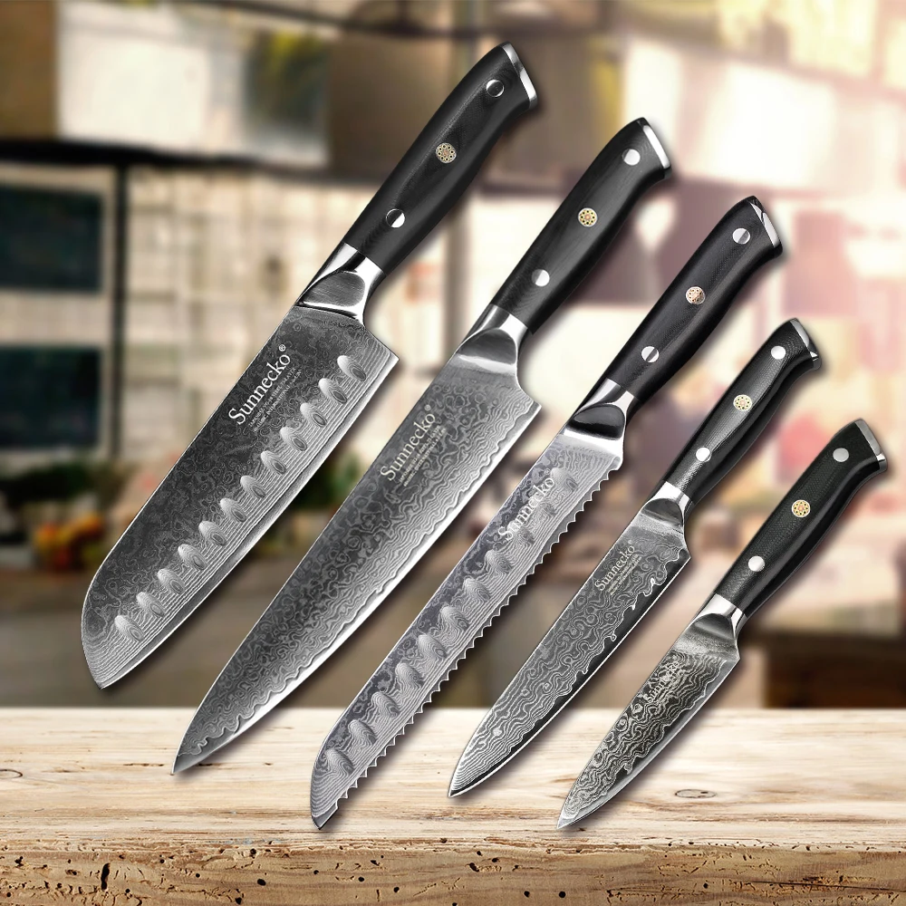 SUNNECKO Damascus Chef Utility Santoku Slicing Paring Cleaver Knife Japanese Kitchen Knives G10 Handle Sharp Meat Cutting | Дом и сад