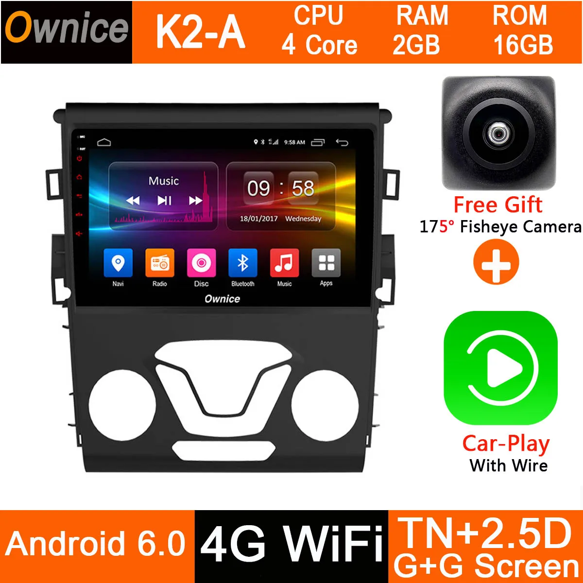 " ips Octa 8 Core Android 9,0 автомобиля gps DVD радио плеер для Ford Mondeo 2013 аудио стерео Мультимедиа 4G, Wi-Fi - Цвет: K2-A-CarPlay