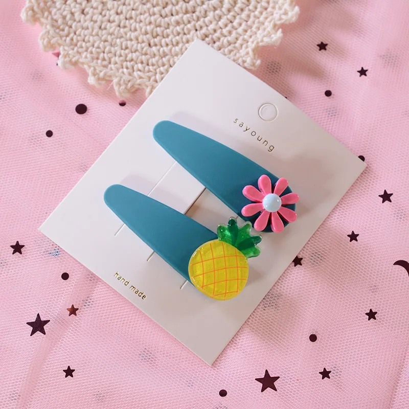 2 шт./лот новинка заколки для волос в виде мультяшных фруктов и цветов Детский