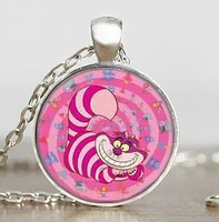 cute pink cheshire cat mens chain handmade new brass necklace steel pendant steampunk jewelry gift women