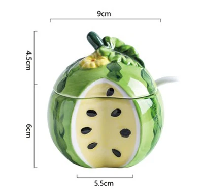 Yellow Watermelon Керамическая банка для хранения в форме фруктов, Минималистичная Милая бутылка для хранения кофе, сахара, чая, органайзер, Декор для дома - Цвет: Yellow Watermelon