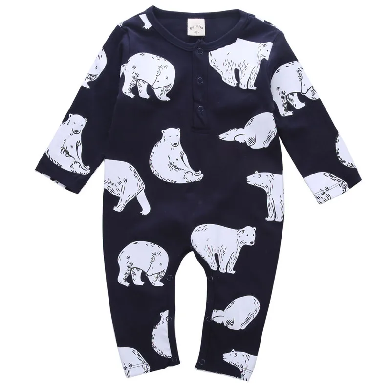 Новый Детский комбинезон с длинным рукавом Polar Bear для новорожденных хлопковая