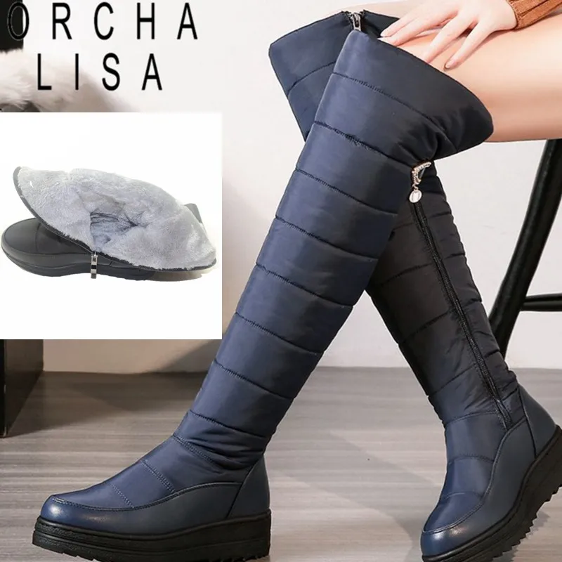 ORCHA LISA/брендовые толстые плюшевые высокие теплые зимние сапоги до колена Теплые
