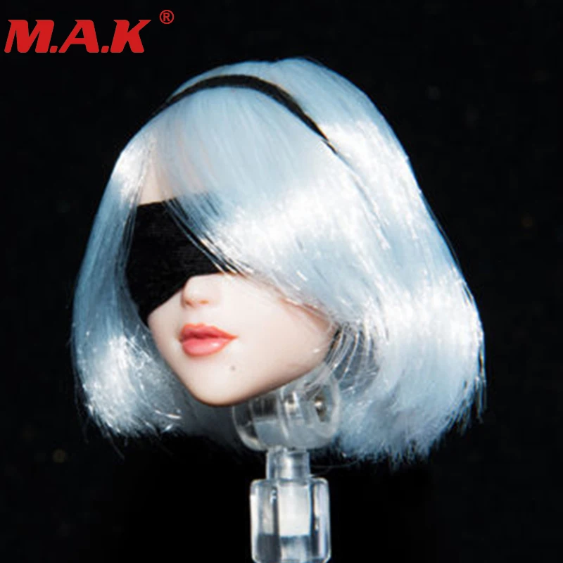 

1/6 scale NieR headplay automata 2B girl white hair head sculpt sword set fit for 12 inches female woman lady action figures