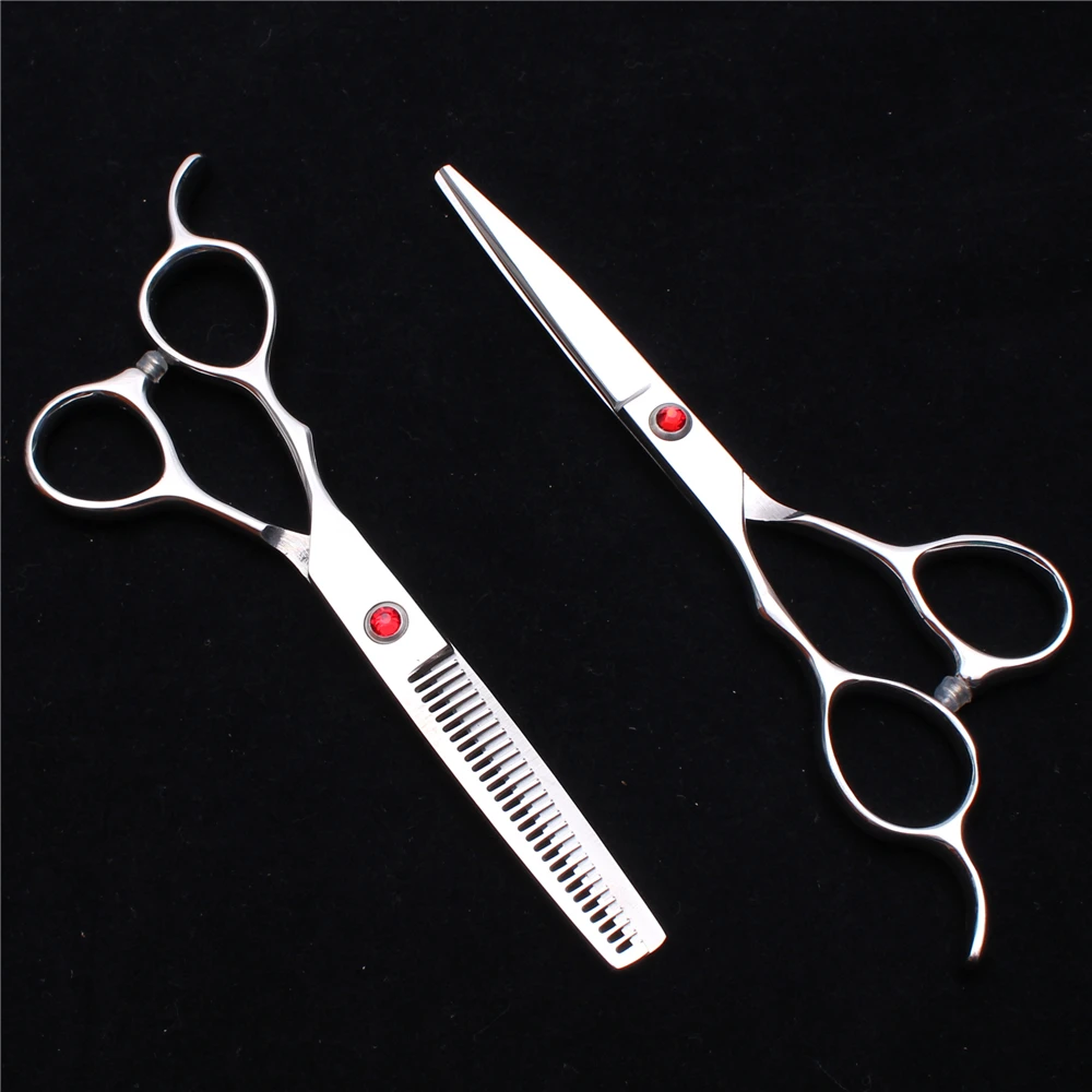 

2Pcs/1Pair C8000 6.0" 17.5cm Left-Hand Customized Logo 440C Hairdressing Scissors Cutting Scissors Thinning Shears Hair Scissors