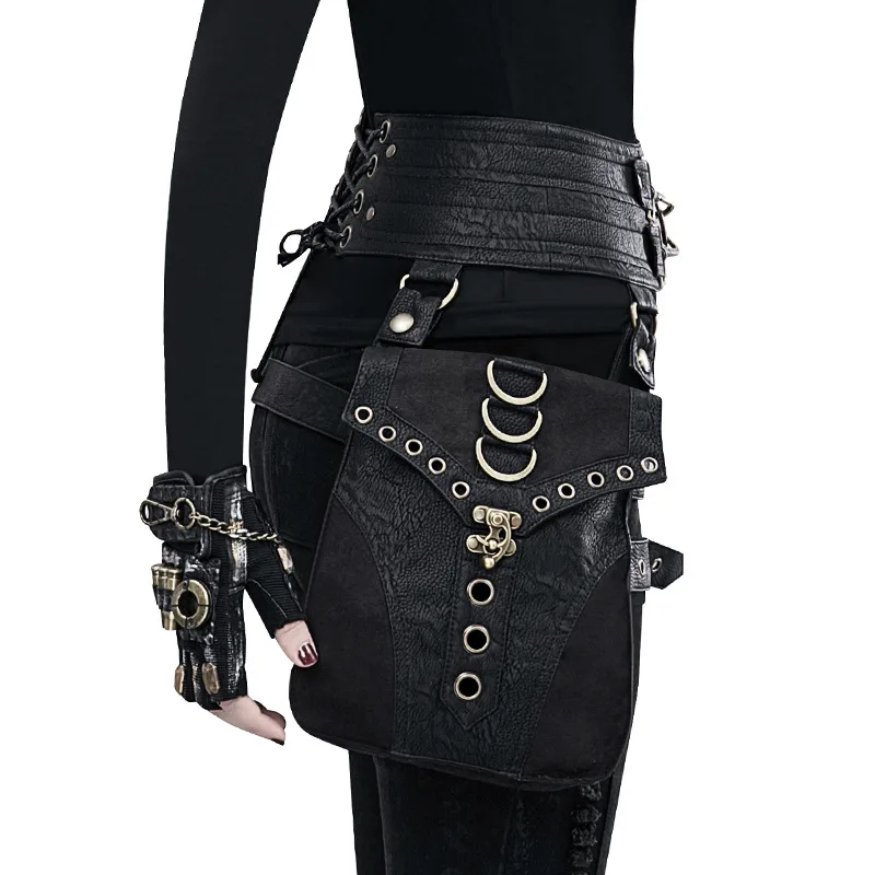 Norbinus Brand Designer Women's Steampunk Backpack PU Leather Backpacks For Women Motorcycle Shoulder Waist Bags Gothic Daypack | Багаж и