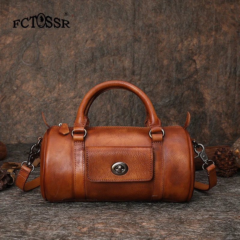 Сумка кросс боди женская из натуральной кожи саквояж на плечо с подушкой ручной