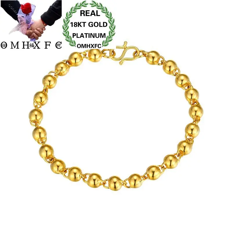 

OMHXFC Wholesale European Fashion Lovers Bride Party Birthday Wedding Gift Vintage Lucky Beads Chain 18KT Gold Bracelet ES60