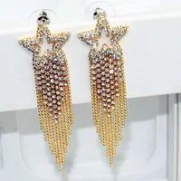 hot trendy jewelry geometrical square gold plating long tassel earrings women earring jewelry