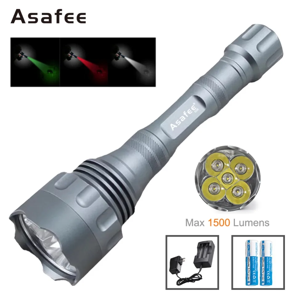 Asafee мощная светодиодный ная вспышка 1500 люмен 5 CREE XR E Q5 светодиодная для