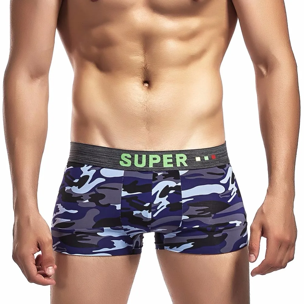 Новое поступление мужские хлопковые боксеры нижнее белье Superbody с низкой талией камуфляжные трусы модные сексуальные U выпуклые кальсоны Боксеры Шорты
