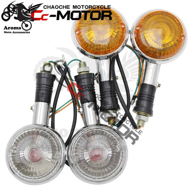 round orange lens amber motorbike indicator moto flasher for yamaha XV250/400 DS400/650 motorcycle turn signal lamp |