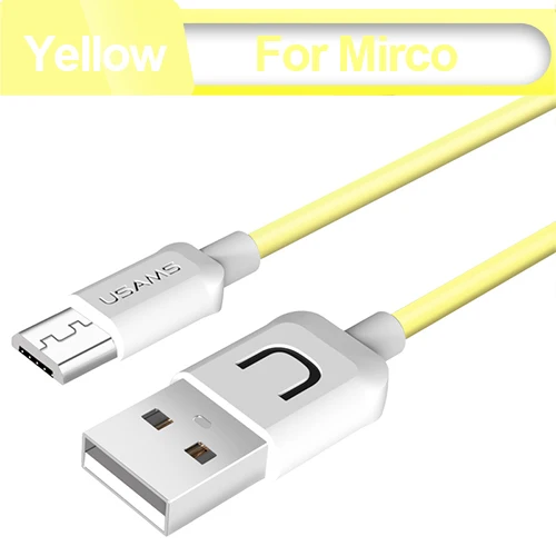 Yellow USAMS 3 шт./партия кабель Micro USB 1 м 0,25 м кабель для зарядки samsung Xiaomi кабель для передачи данных для Galaxy S5 S6 S7 шнур зарядного устройства Microusb - Цвет: Yellow