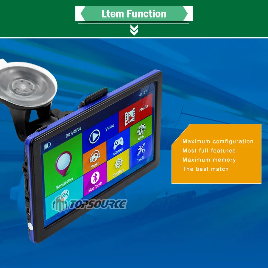 TOPSOURCE HD 7 ''портативный Автомобильный gps навигатор Win CE6.0 FM 8 ГБ 800 МГц карта для Европы/США+ Канада пожизненные карты и дорожные карты