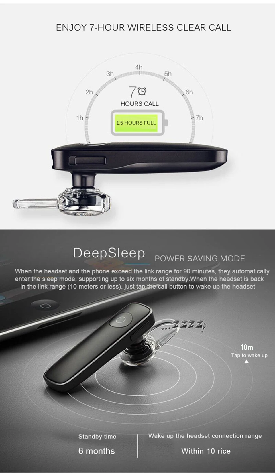 Беспроводные наушники с Bluetooth, беспроводные наушники с крючком, Bluetooth 4,0, стерео наушники для iPhone, наушники для мобильного телефона