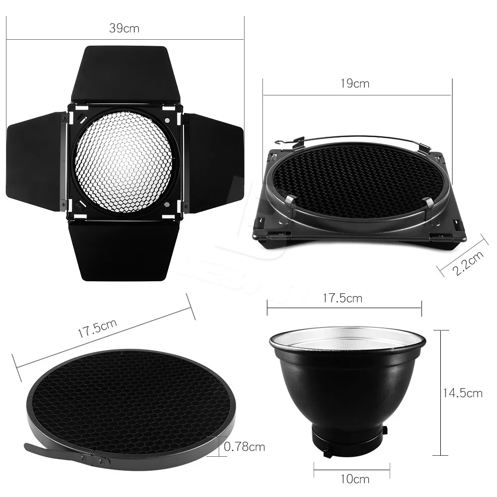 Godox BD-04 Barn Door + Honeycomb Grid 4 Color Filter for Standard Reflector Bowens Mount Studio Flash |