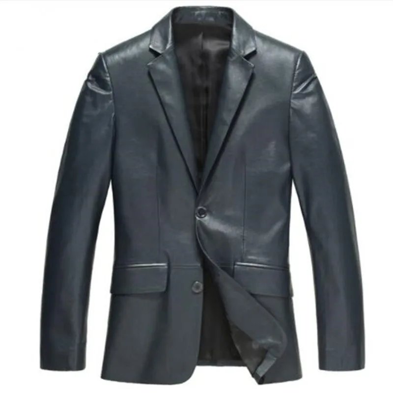 Male leather Jacket Fashion Suit clothing Dusen Klein Brand genuine sheepskin Business male jacket black/Blue 13J1310 | Мужская одежда