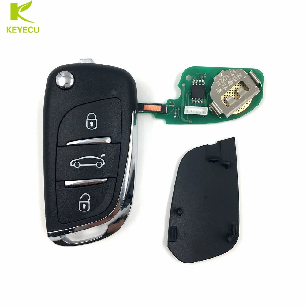 KEYECU Модернизированный Складной Дистанционный брелок 433 МГц FSK для CITERON и PEUGEOT 3008 2008