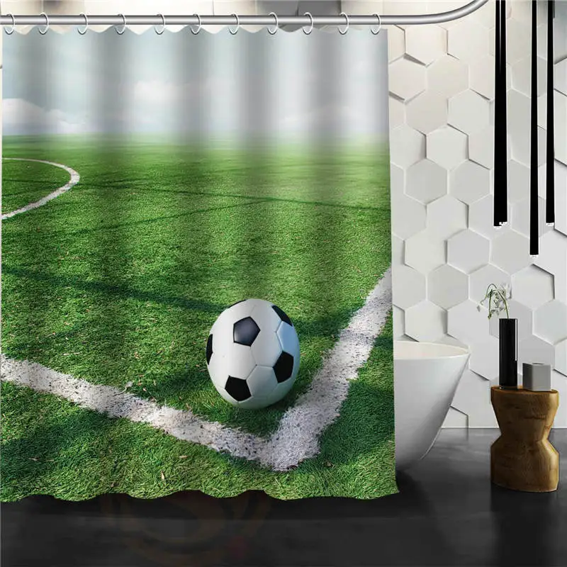 Фото Занавеска для душа с изображением футбольного мяча различные размеры Прямая