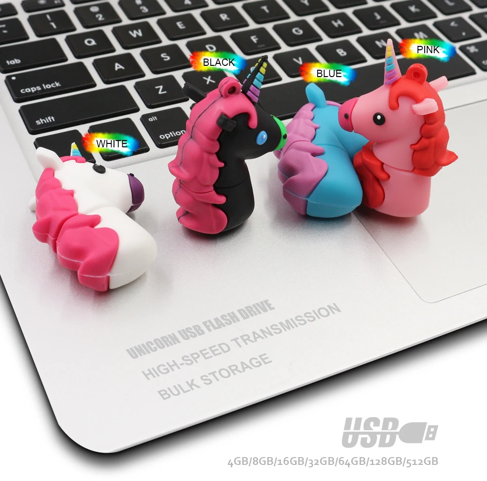 Цветной usb-накопитель с единорогом, 4 ГБ, 8 ГБ, 16 ГБ, 32 ГБ, u-диск, милая флеш-карта памяти, 64 ГБ, флеш-накопитель, USB флеш-накопитель